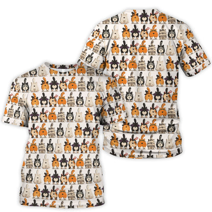 Funny Halloween Cat Butts in Skeleton Ghost and Pumpkin Costumes Nurse Scrub Top | NurseDailyLife