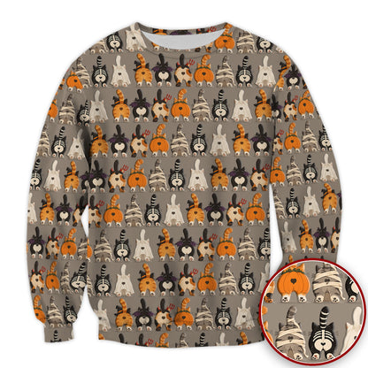 Funny Halloween Cat Butts in Skeleton Ghost and Pumpkin Costumes Nurse Scrub Top | NurseDailyLife