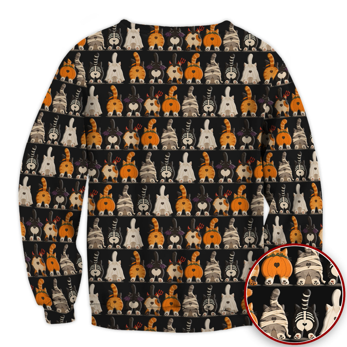 Funny Halloween Cat Butts in Skeleton Ghost and Pumpkin Costumes Nurse Scrub Top | NurseDailyLife