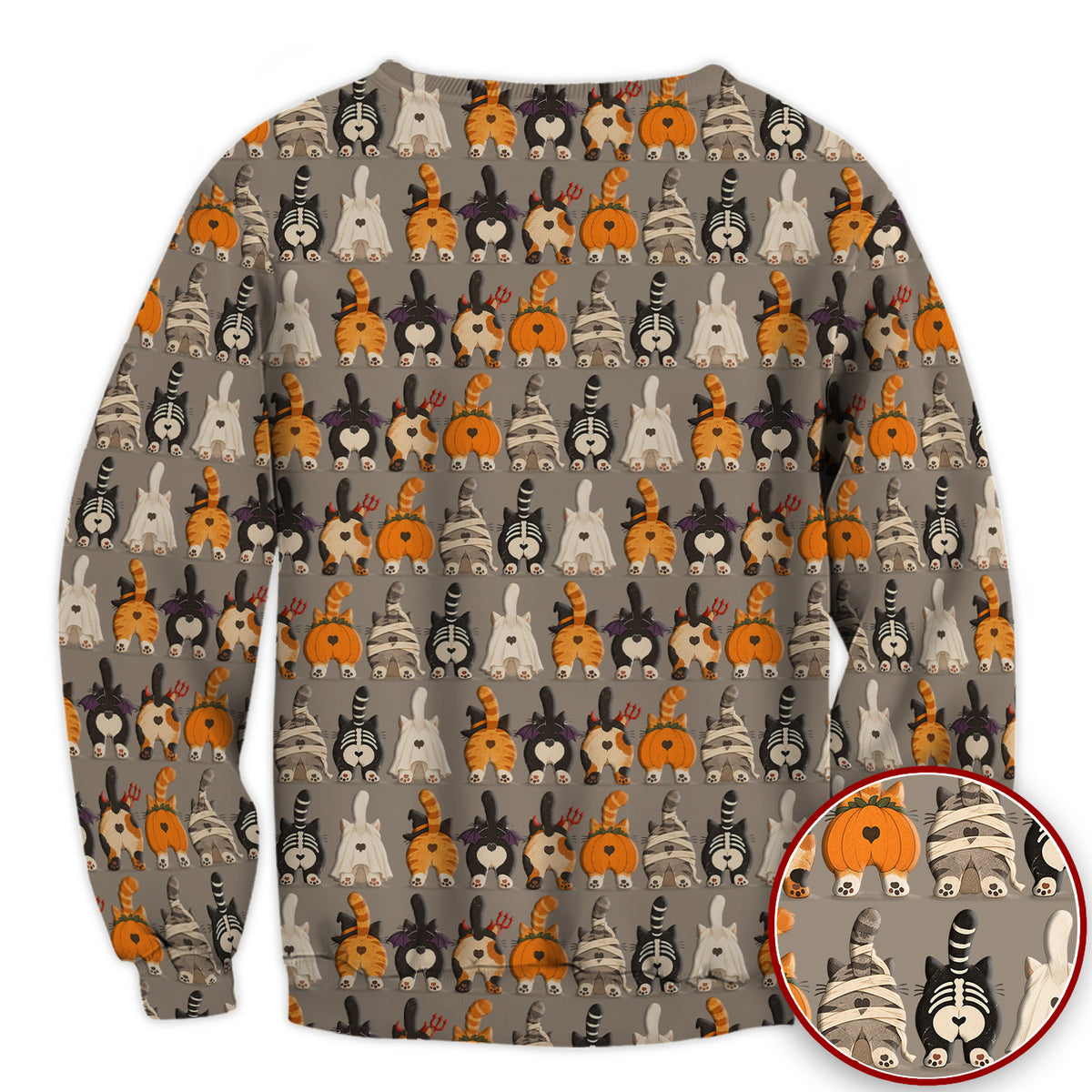 Funny Halloween Cat Butts in Skeleton Ghost and Pumpkin Costumes Nurse Scrub Top | NurseDailyLife