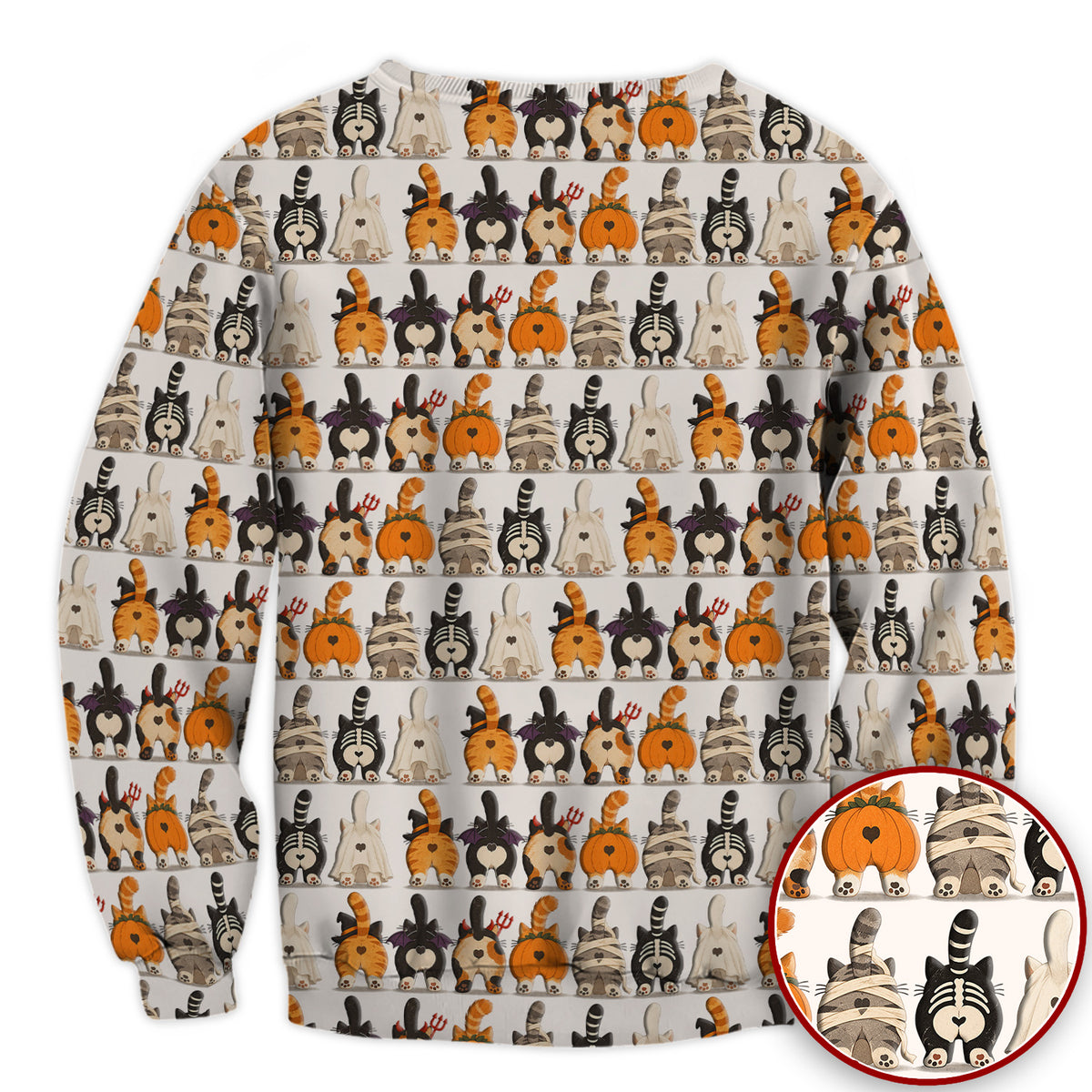 Funny Halloween Cat Butts in Skeleton Ghost and Pumpkin Costumes Nurse Scrub Top | NurseDailyLife