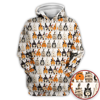 Funny Halloween Cat Butts in Skeleton Ghost and Pumpkin Costumes Nurse Scrub Top | NurseDailyLife