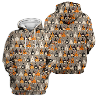 Funny Halloween Cat Butts in Skeleton Ghost and Pumpkin Costumes Nurse Scrub Top | NurseDailyLife