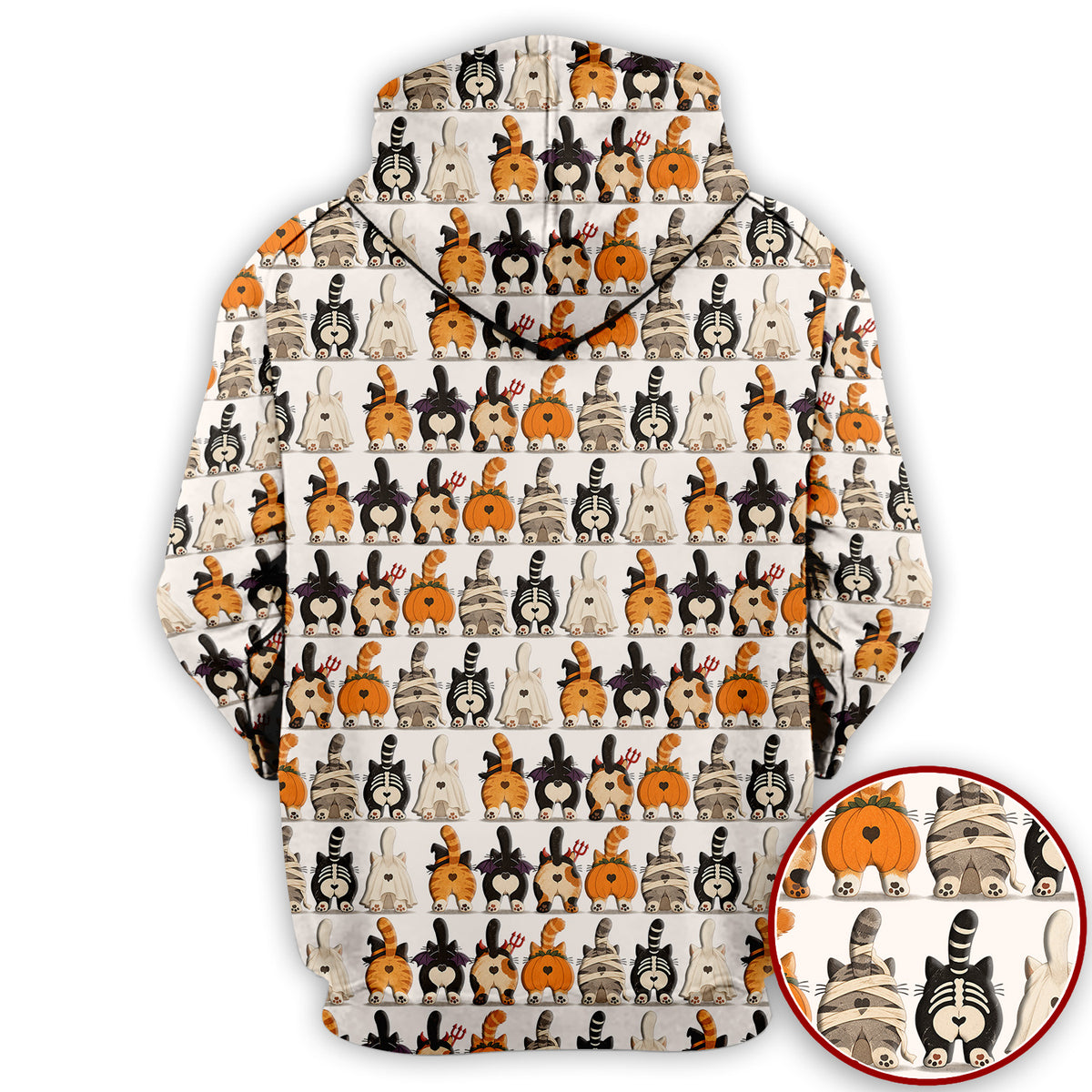 Funny Halloween Cat Butts in Skeleton Ghost and Pumpkin Costumes Nurse Scrub Top | NurseDailyLife