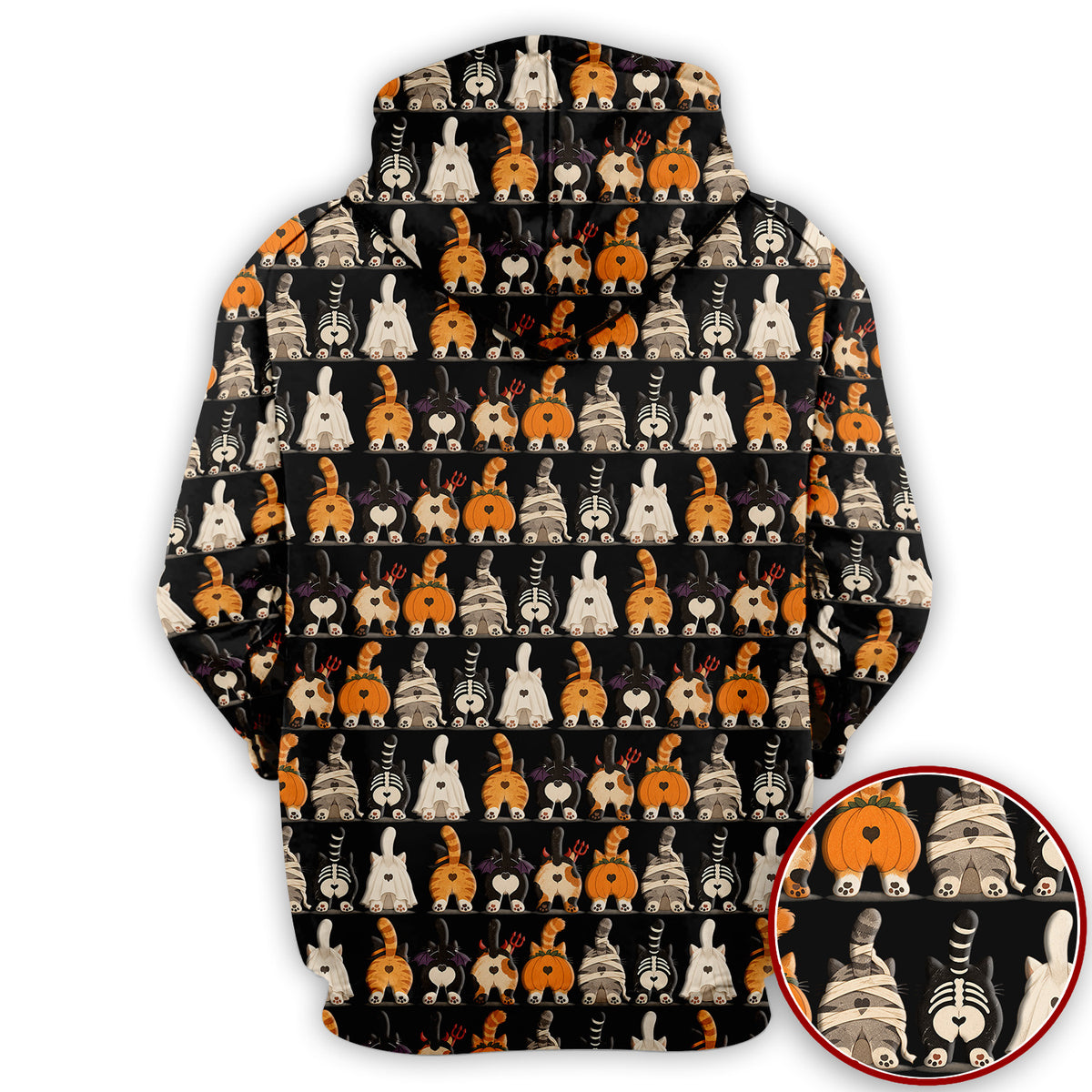 Funny Halloween Cat Butts in Skeleton Ghost and Pumpkin Costumes Nurse Scrub Top | NurseDailyLife