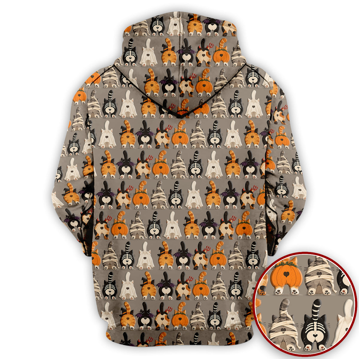 Funny Halloween Cat Butts in Skeleton Ghost and Pumpkin Costumes Nurse Scrub Top | NurseDailyLife