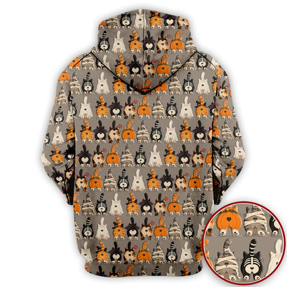 Funny Halloween Cat Butts in Skeleton Ghost and Pumpkin Costumes Nurse Scrub Top | NurseDailyLife