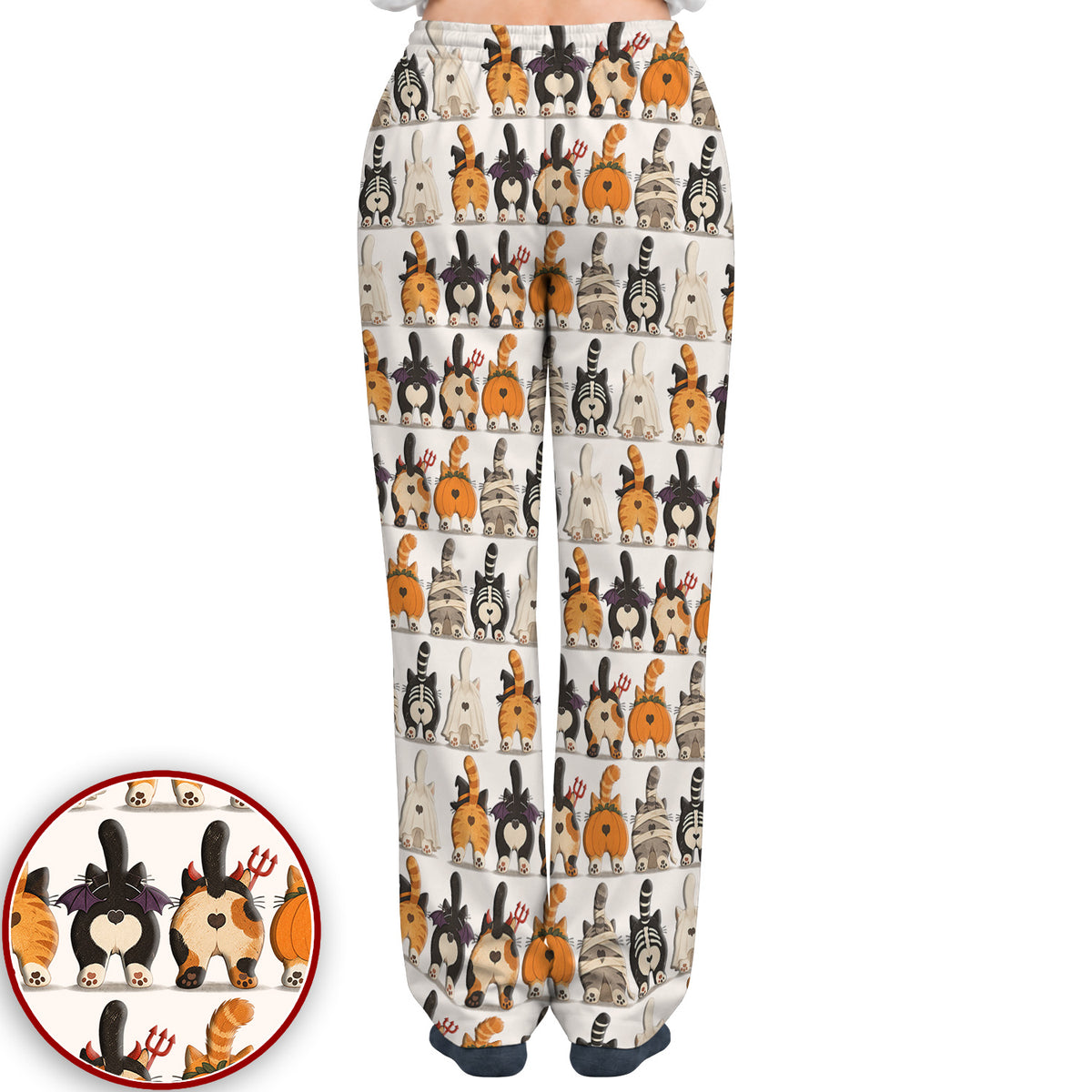 Funny Halloween Cat Butts in Skeleton Ghost and Pumpkin Costumes Nurse Scrub Set | NurseDailyLife